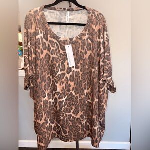 Animal Print Women's Top with Batwing Sleeve